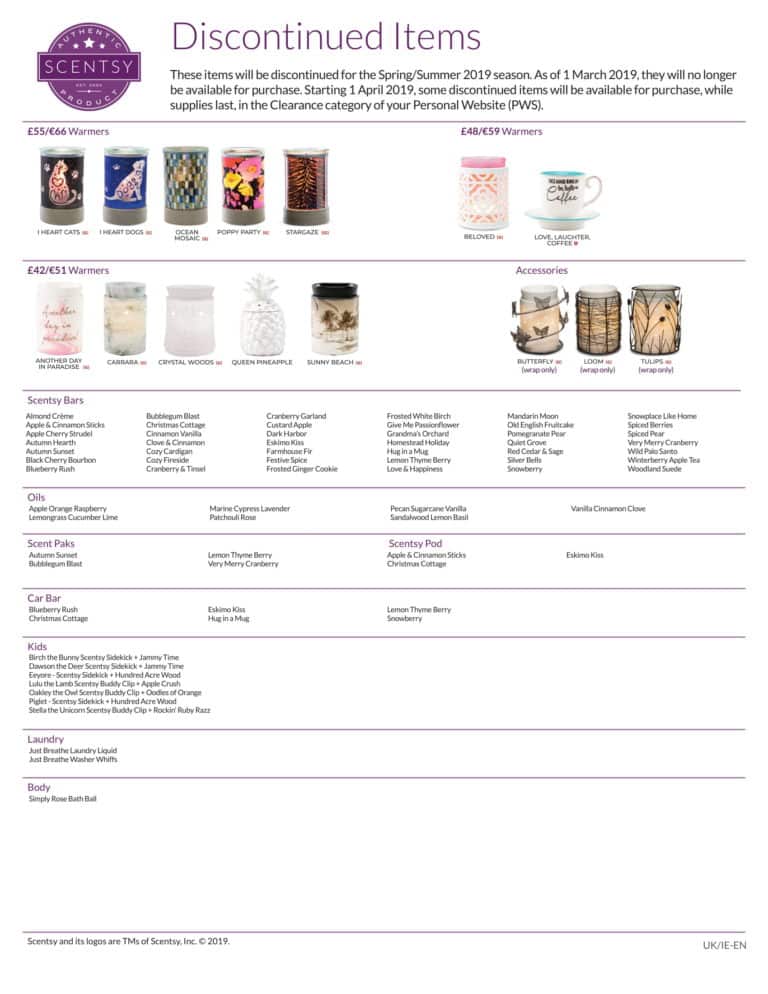 Scentsy Discontinued List 2019