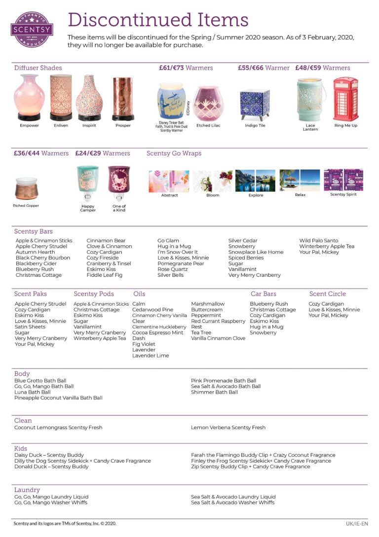 Scentsy Discontinued Items From February 2020