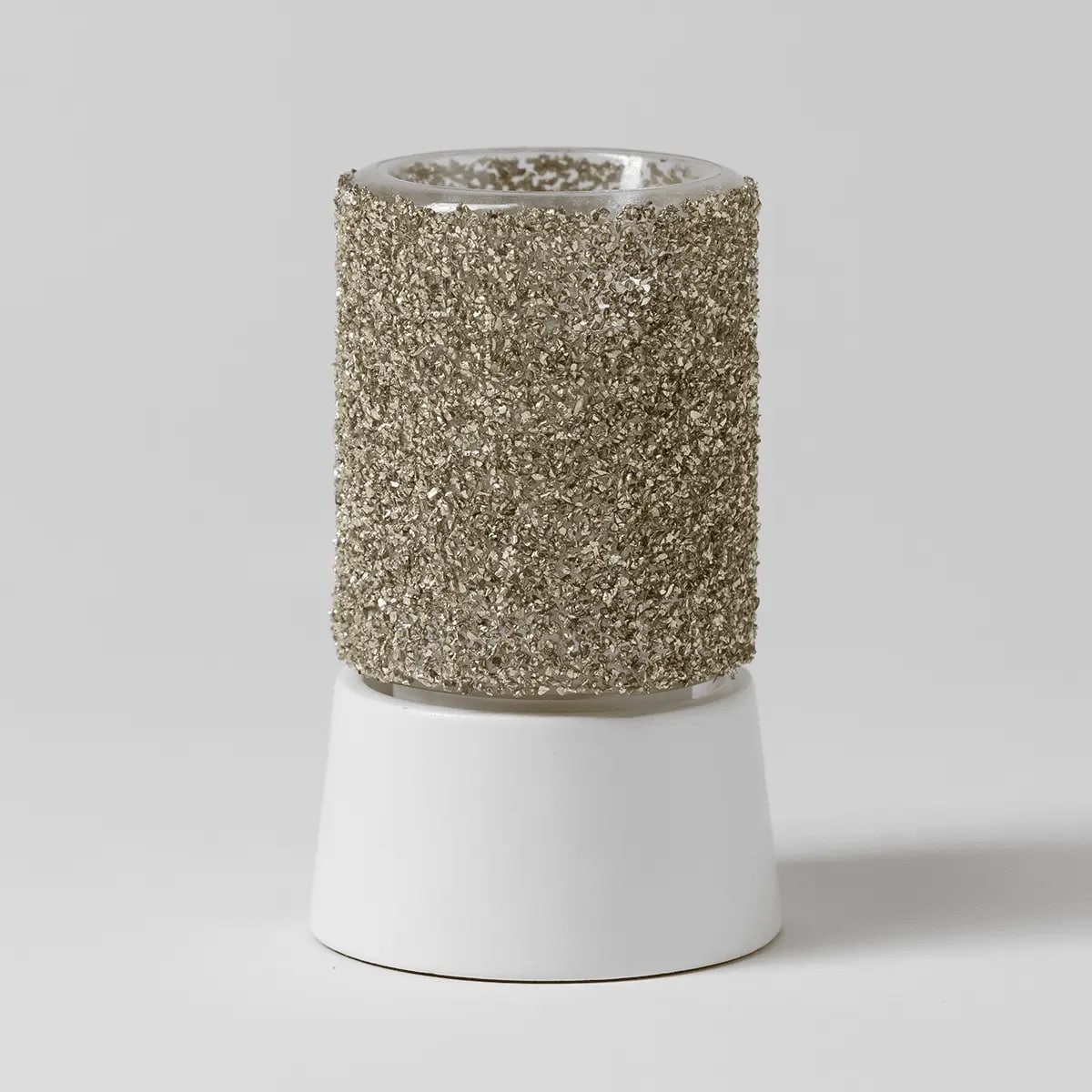 Glitter Silver Mini Warmer with Tabletop Base Switched Off Glitter Silver Mini Warmer with Tabletop Base Switched Off