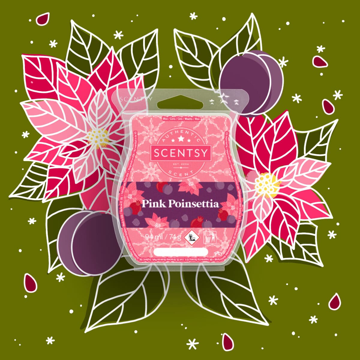 Pink Poinsettia Home for the Holidays 2021 Scentsy Wax Collection