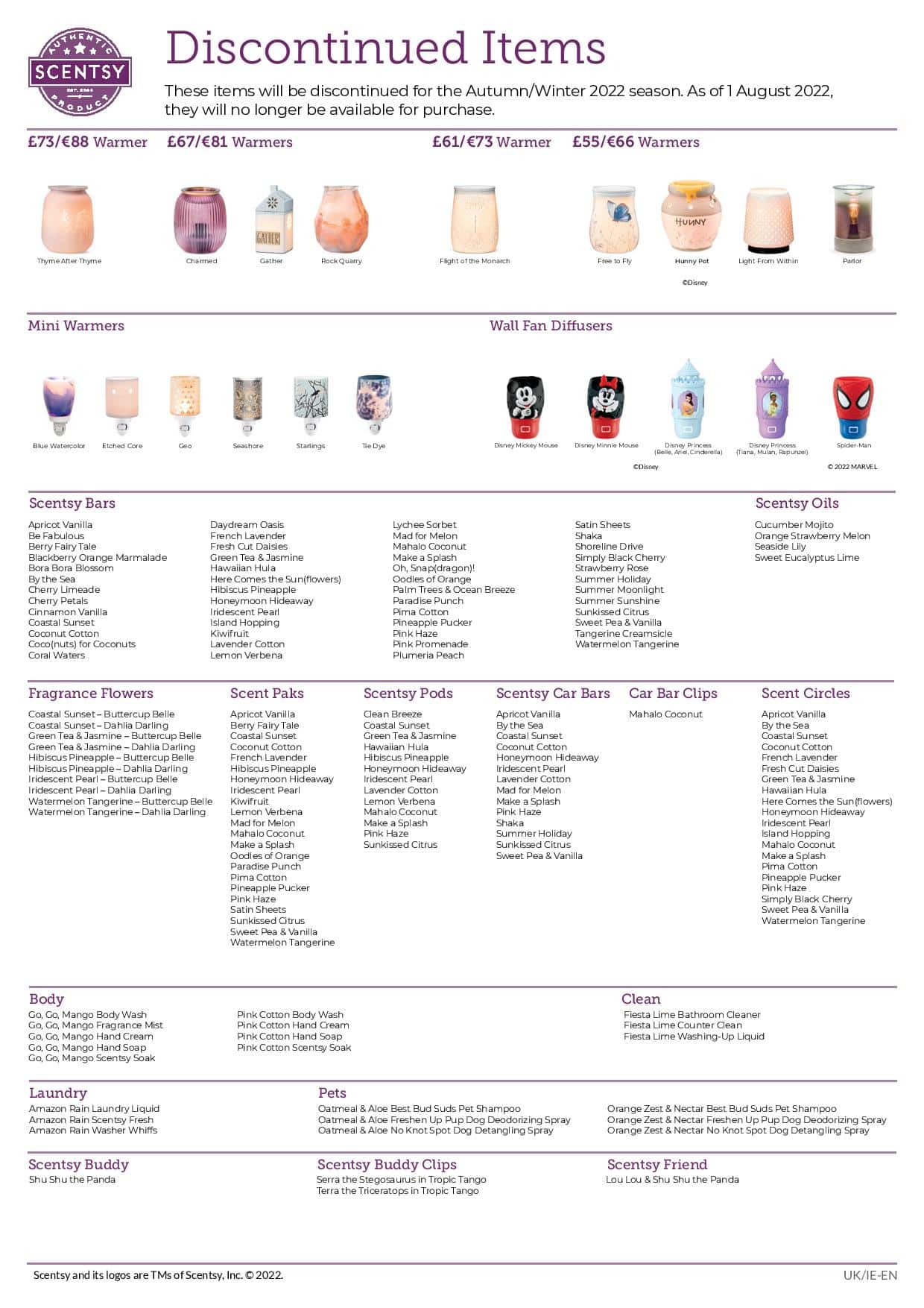 Scentsy Autumn Winter 2022 Discontinued List