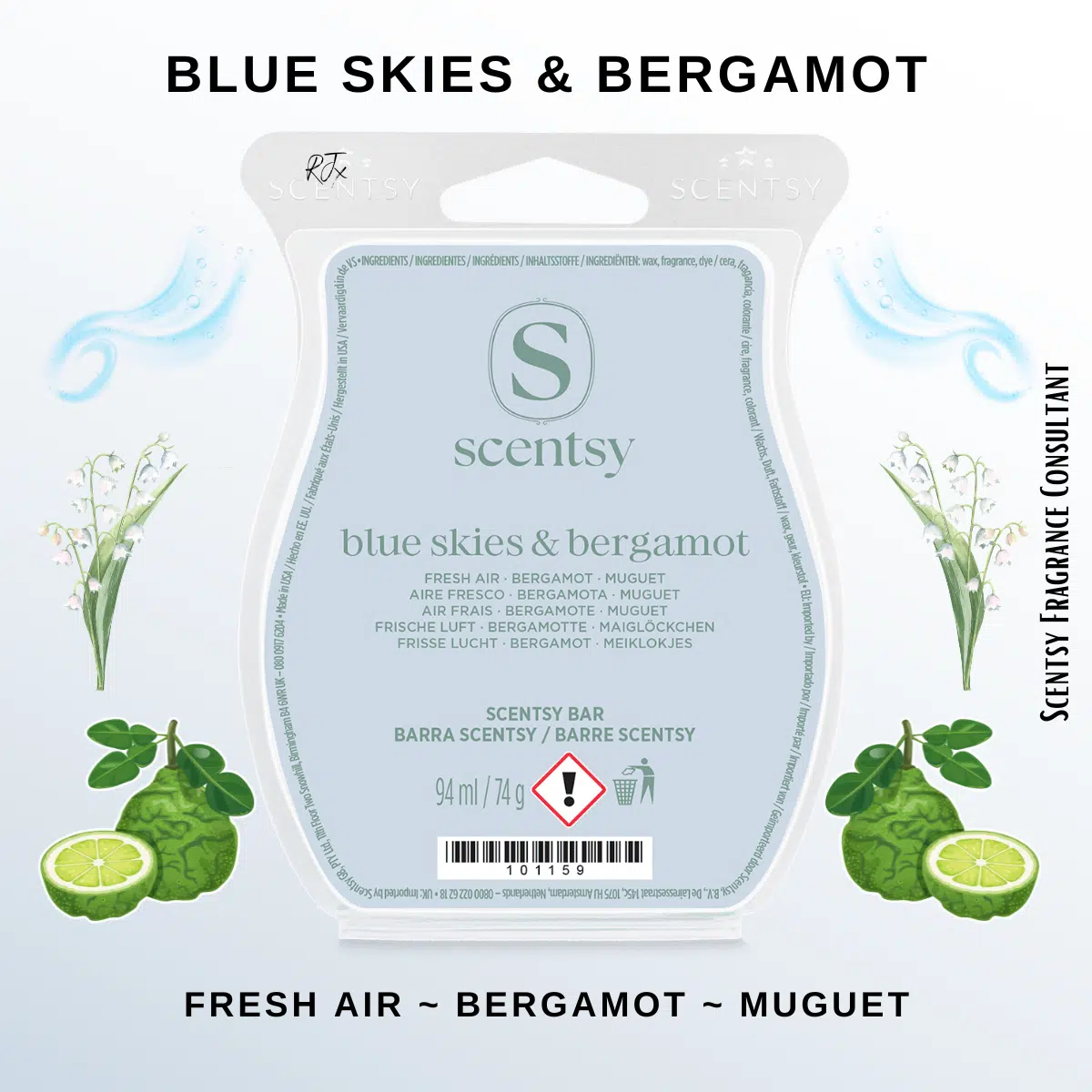 Blue Skies & Bergamot Scentsy Wax Bar Blue Skies & Bergamot Scentsy Wax Bar