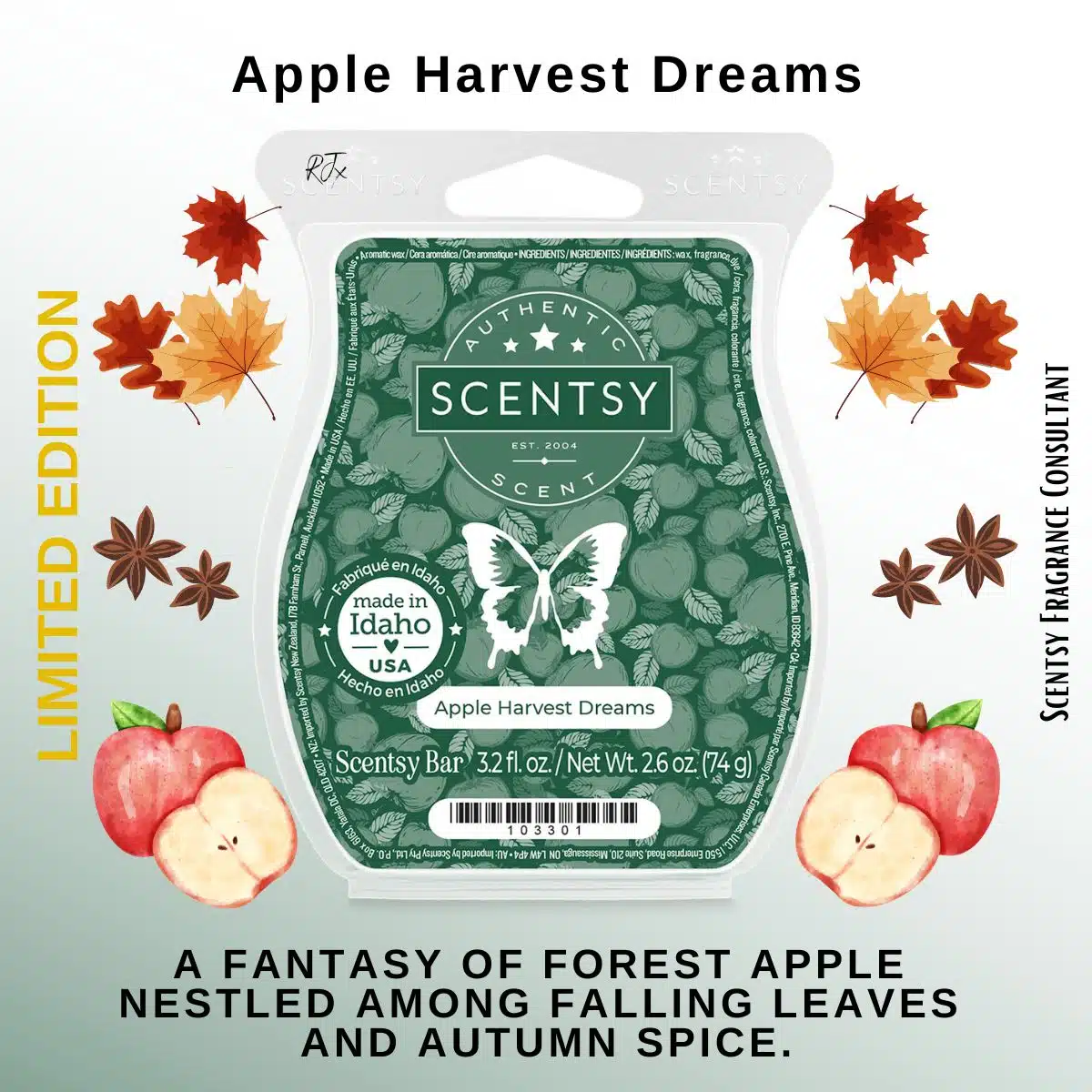 Apple Harvest Dreams Scentsy Wax Bar Apple Harvest Dreams Scentsy Bar