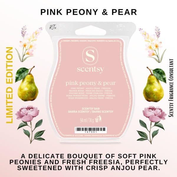 Pink Peony & Pear Scentsy Wax Bar Pink Peony & Pear Scentsy Wax Bar