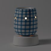 Cottage Gingham – Blue Mini Scentsy Warmer with Tabletop Base
