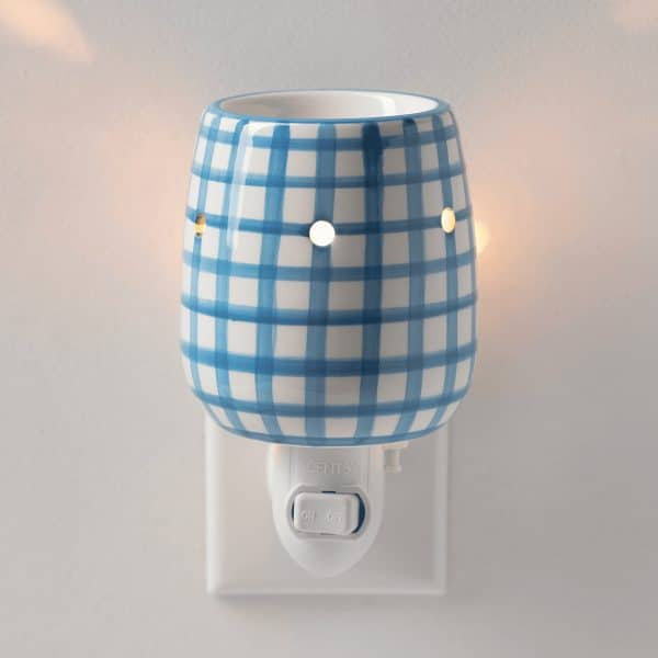 Cottage Gingham – Blue Scentsy Plugin Mini Warmer Real Life