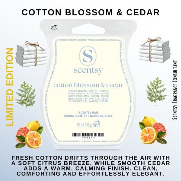 Cotton Blossom & Cedar Scentsy Wax Bar Cotton Blossom & Cedar Scentsy Wax Bar