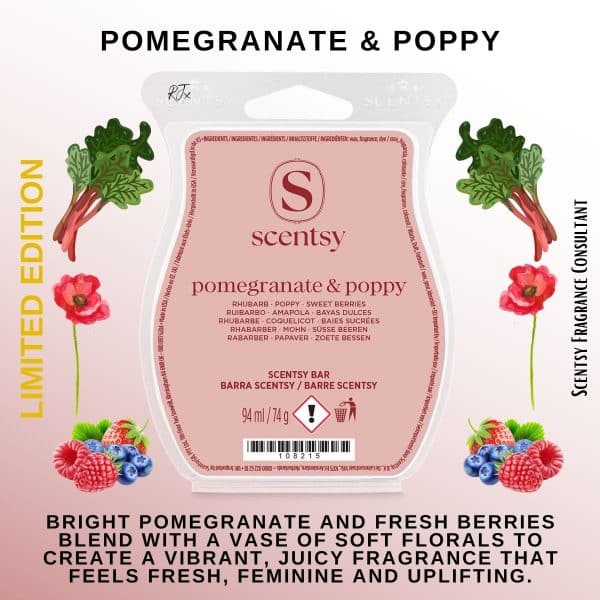 Pomegranate & Poppy Scentsy Wax Bar Pomegranate & Poppy Scentsy Wax Bar