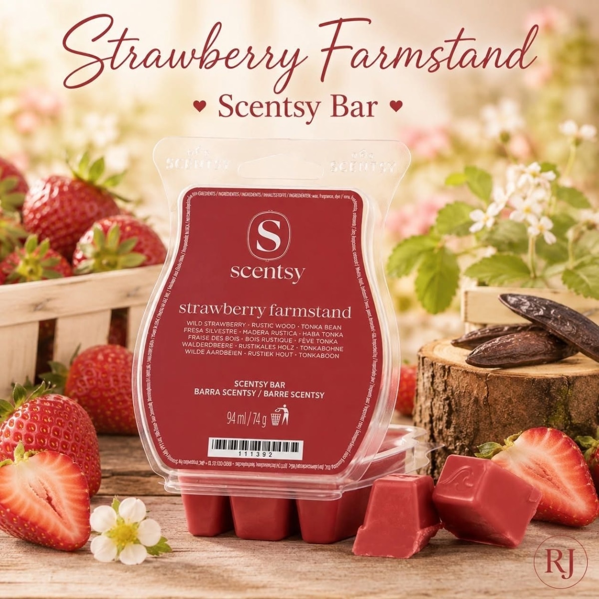 Strawberry Farmstand Scentsy Wax Bar Melt Strawberry Farmstand Scentsy Wax Bar Melt