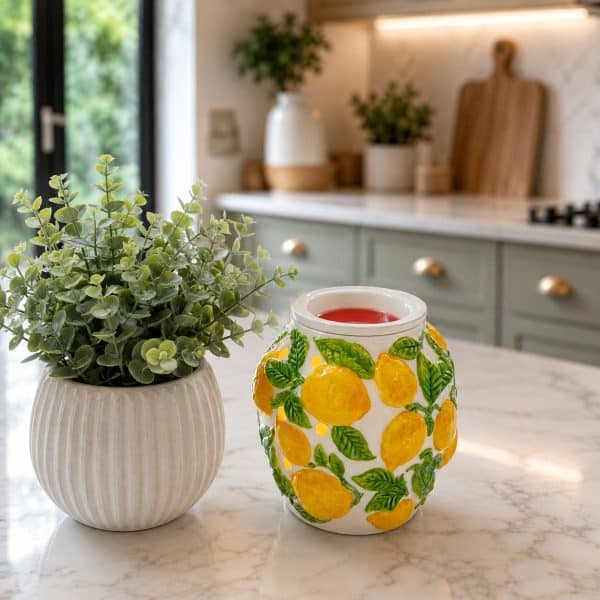 Amalfi Limone Scentsy Warmer Styled 3 Amalfi Limone Scentsy Warmer Dark Setting