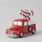 Red Retro Truck Warmer with Candy Cane Topper