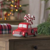 Red Retro Truck Warmer with Candy Cane Topper