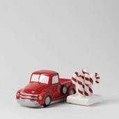 Red Retro Truck Warmer with Candy Cane Topper Dish Removed