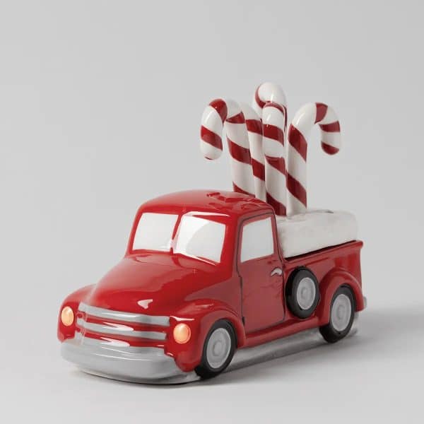 Red Retro Truck Warmer with Candy Cane Topper