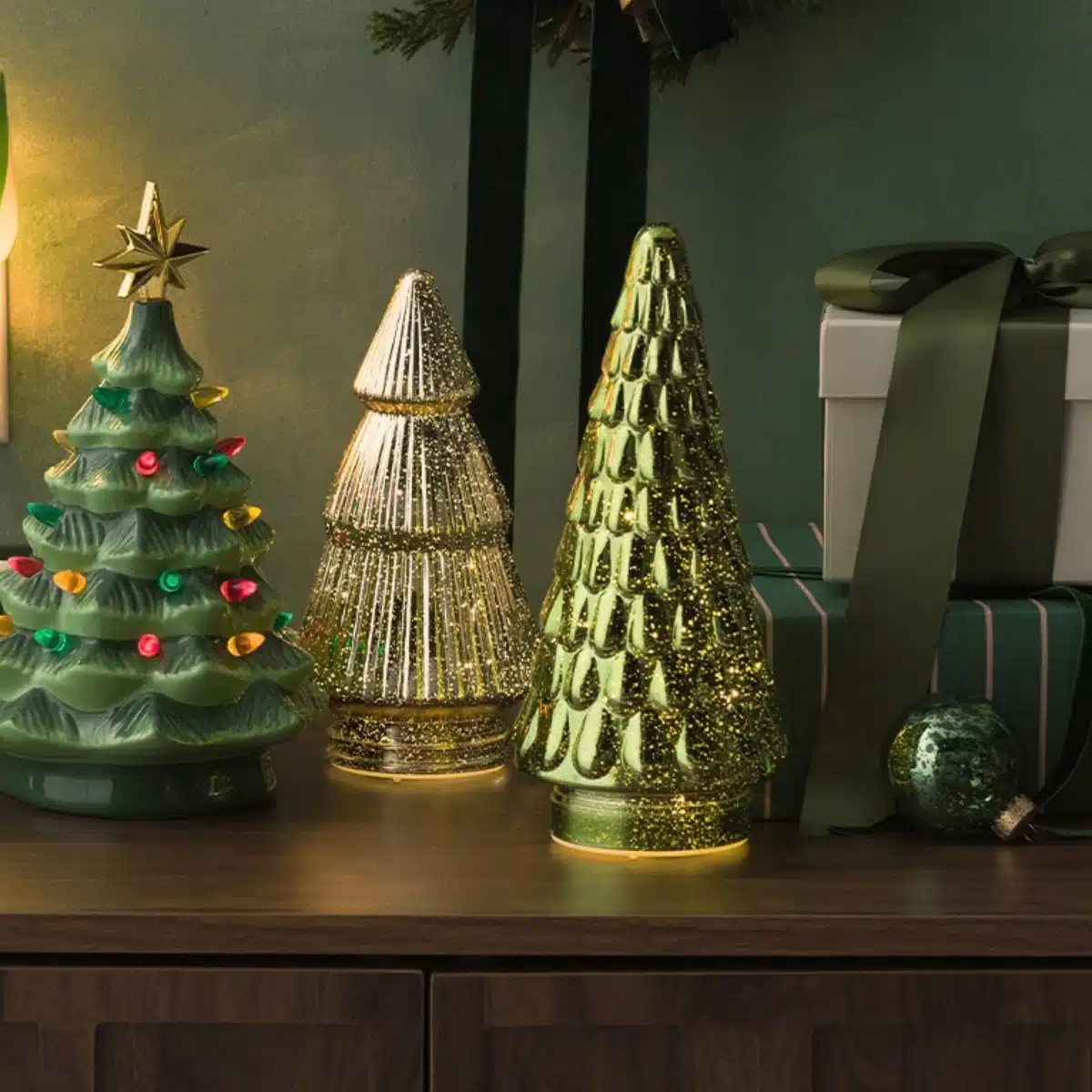 Scentsy LED Décor Trees Green & Gold Styled Scentsy LED Décor Trees Green & Gold Styled