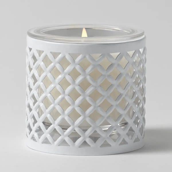 White Trellis Scentsy Candle Insert & Holder